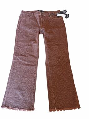 Model Off Duty Leopard Liverpool Hannah Crop Flare Jeans Womens 6 NWT